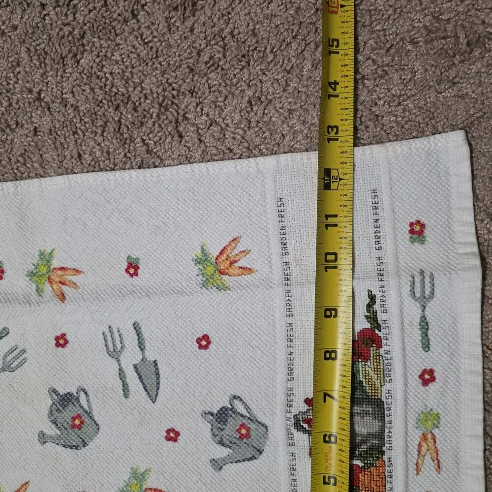 Vintage Embroidered Vegetable Garden Dish Towel Decorative Kitchen Farmhouse Gma
